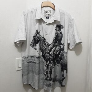 Rsvlts John Wayne Western Horseback Graphic Short Sleeve Shirt